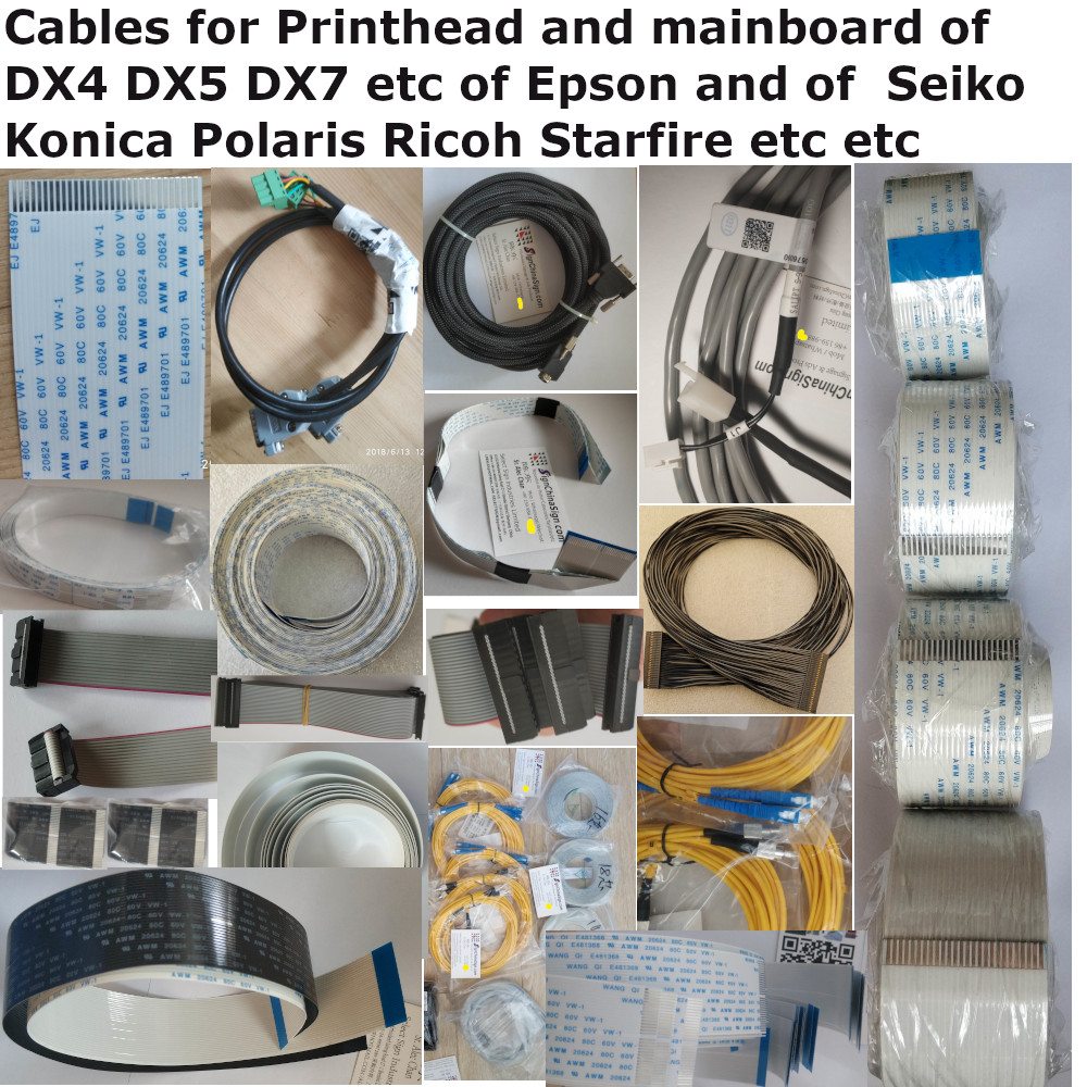 Cables of all Inkjet Printers with Printheads Epson seiko konica spectra polaris starfire ricoh kyocerra toshiha etc — supplier technical reference